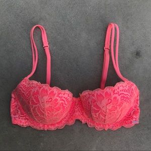 Victoria's Secret PINK Neon Pink Lace Date Bra 32C